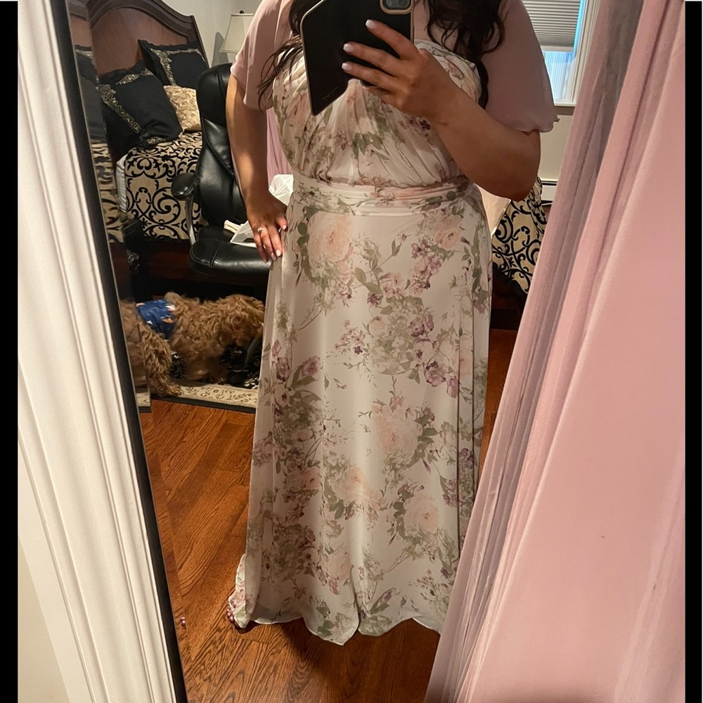 After six, floral bridesmaid dress